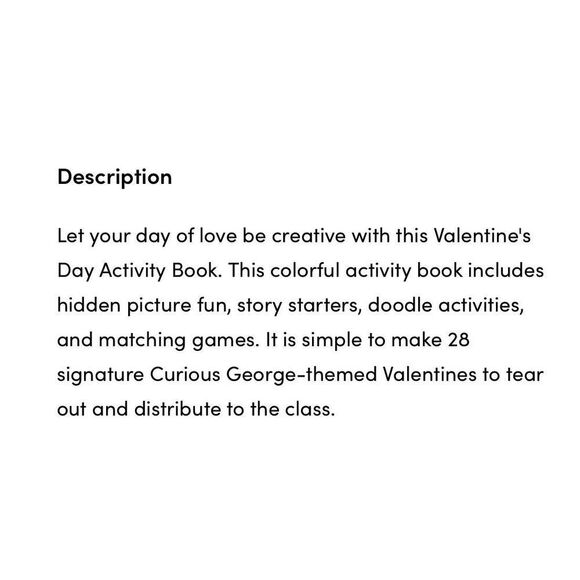 Curious George’s Valentine’s Day Activity Book Stickers Games Puzzles Doodle Fun - Picture 4 of 5